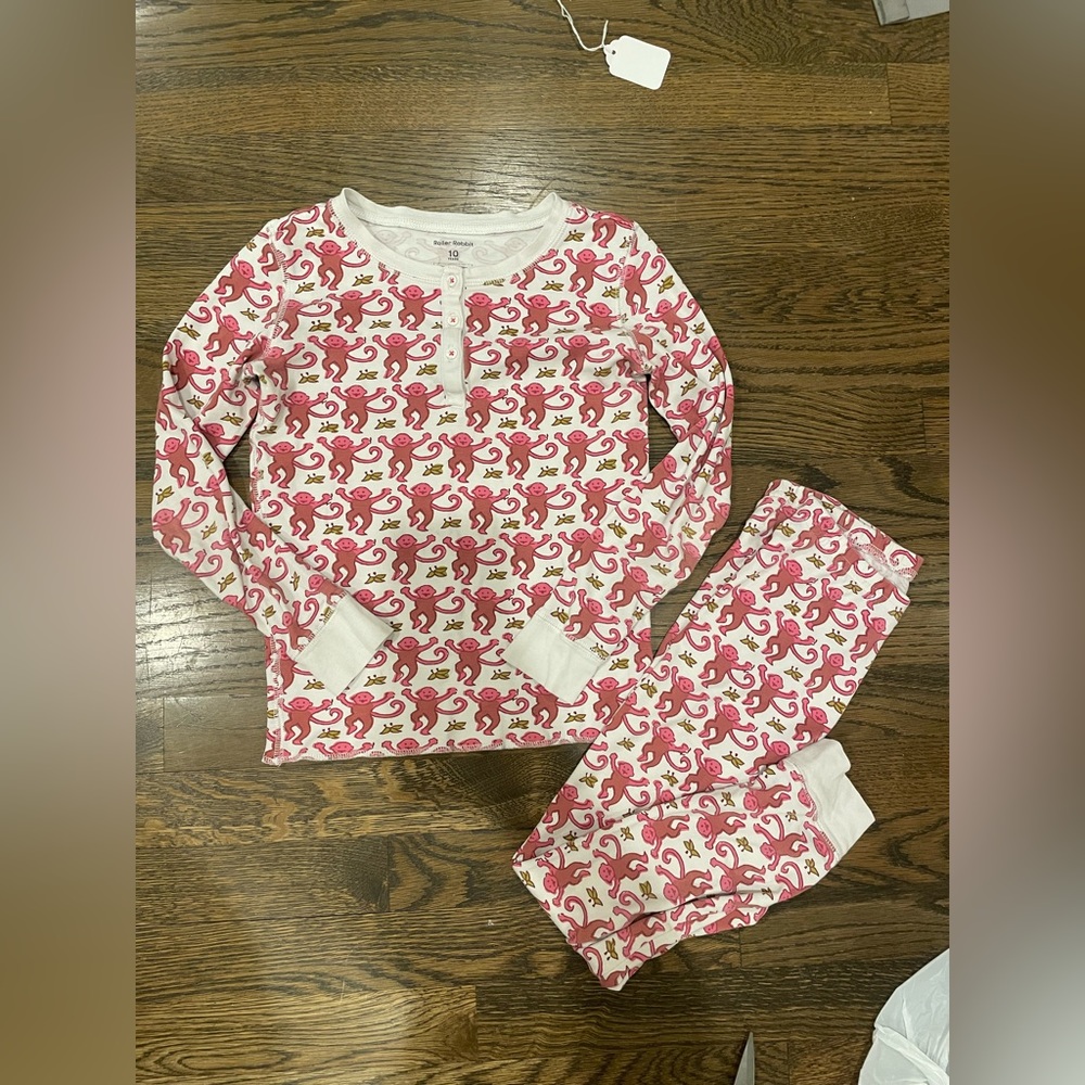 Roller Rabbit girls pink monkey pajamas 10